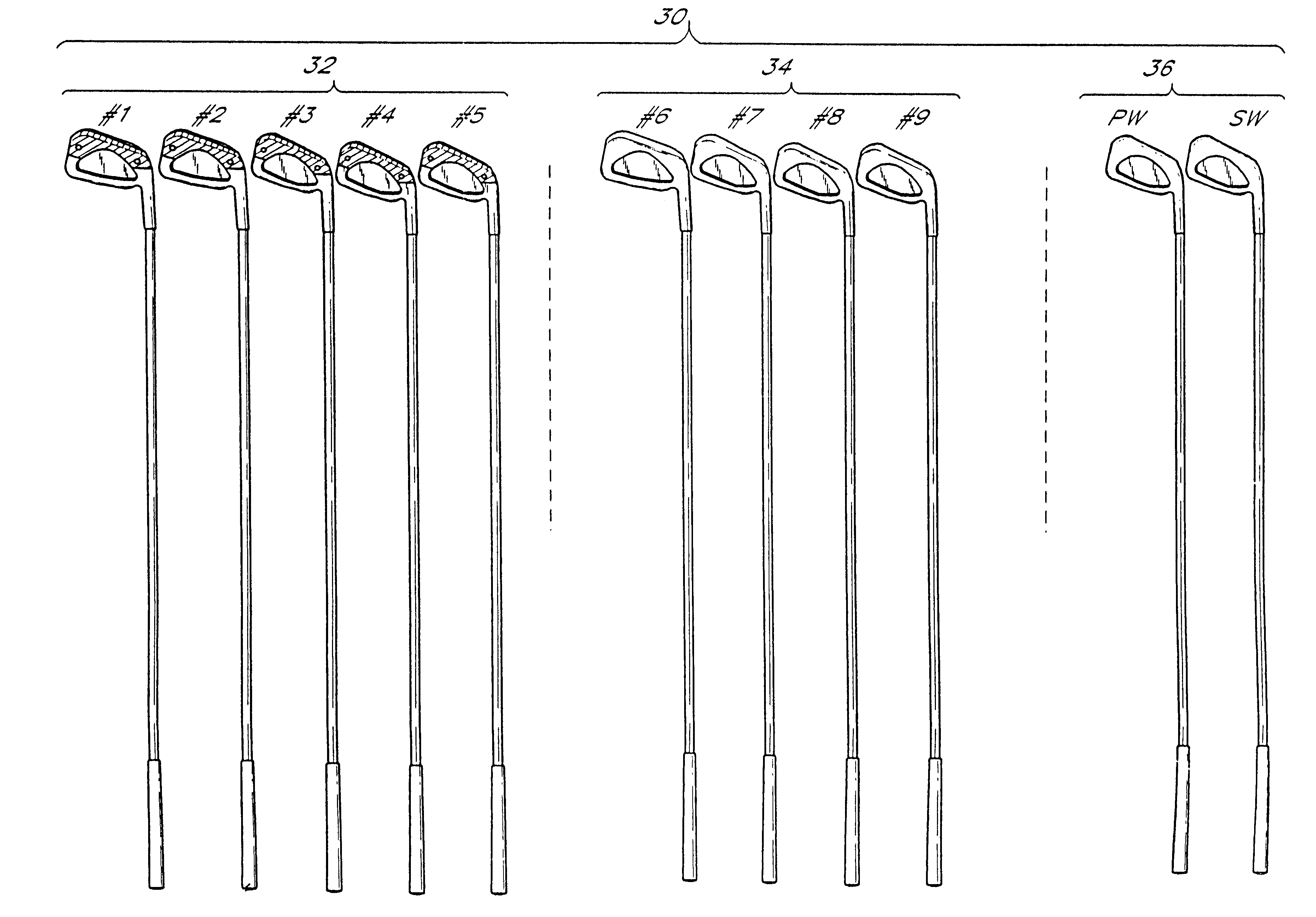 Correlated set of golf clubs