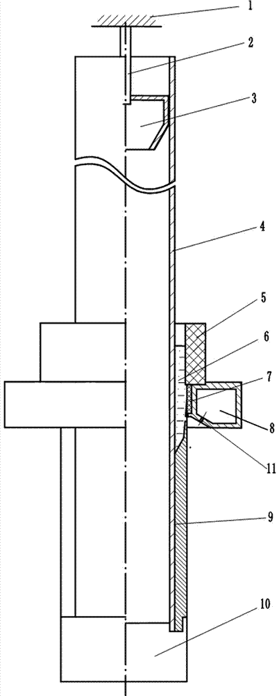 A DC casting device and method for producing steel-aluminum composite pipes