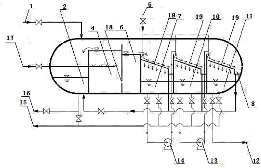 Forced overflow type graphene oil-containing sewage treatment device