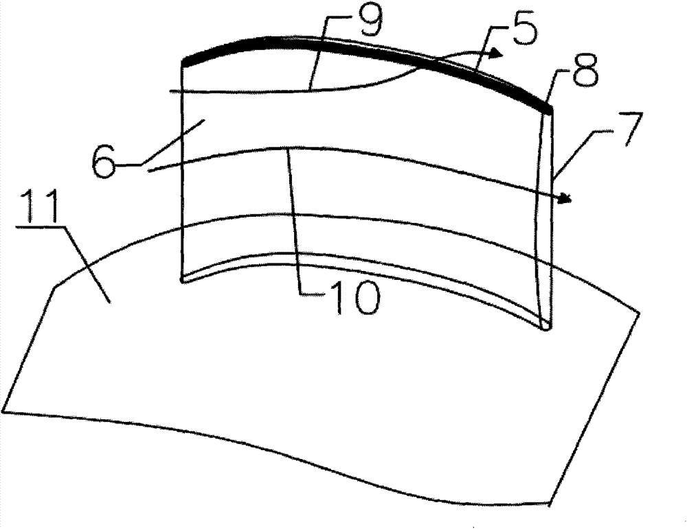 Vane structure for weakening axial flow pump vane top leakage flow and leakage vortex