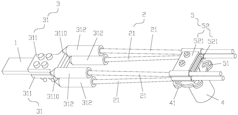 Wire clamp component, wire clamp, bus bridge structure and wiring transformation method