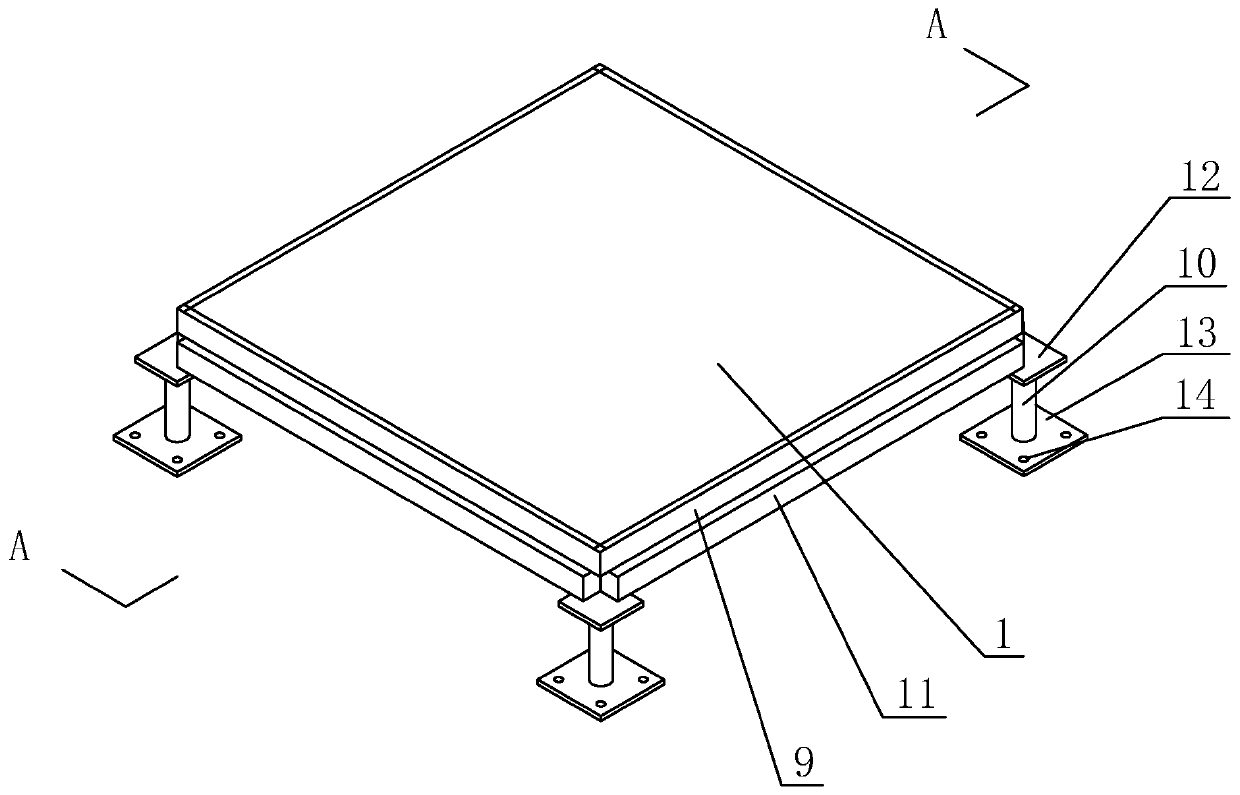 Anti-static movable floor and production process thereof