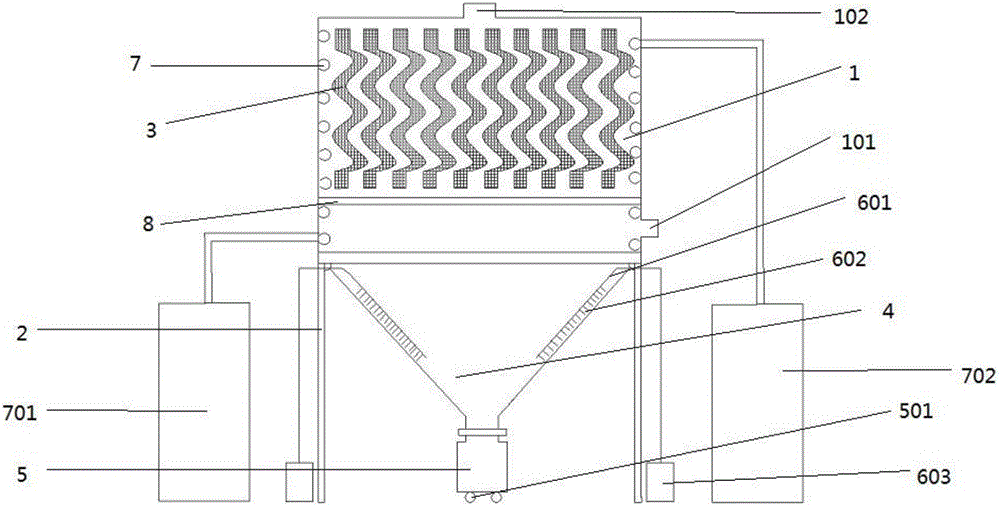 A filter cartridge dust collector capable of cleaning the ash hopper