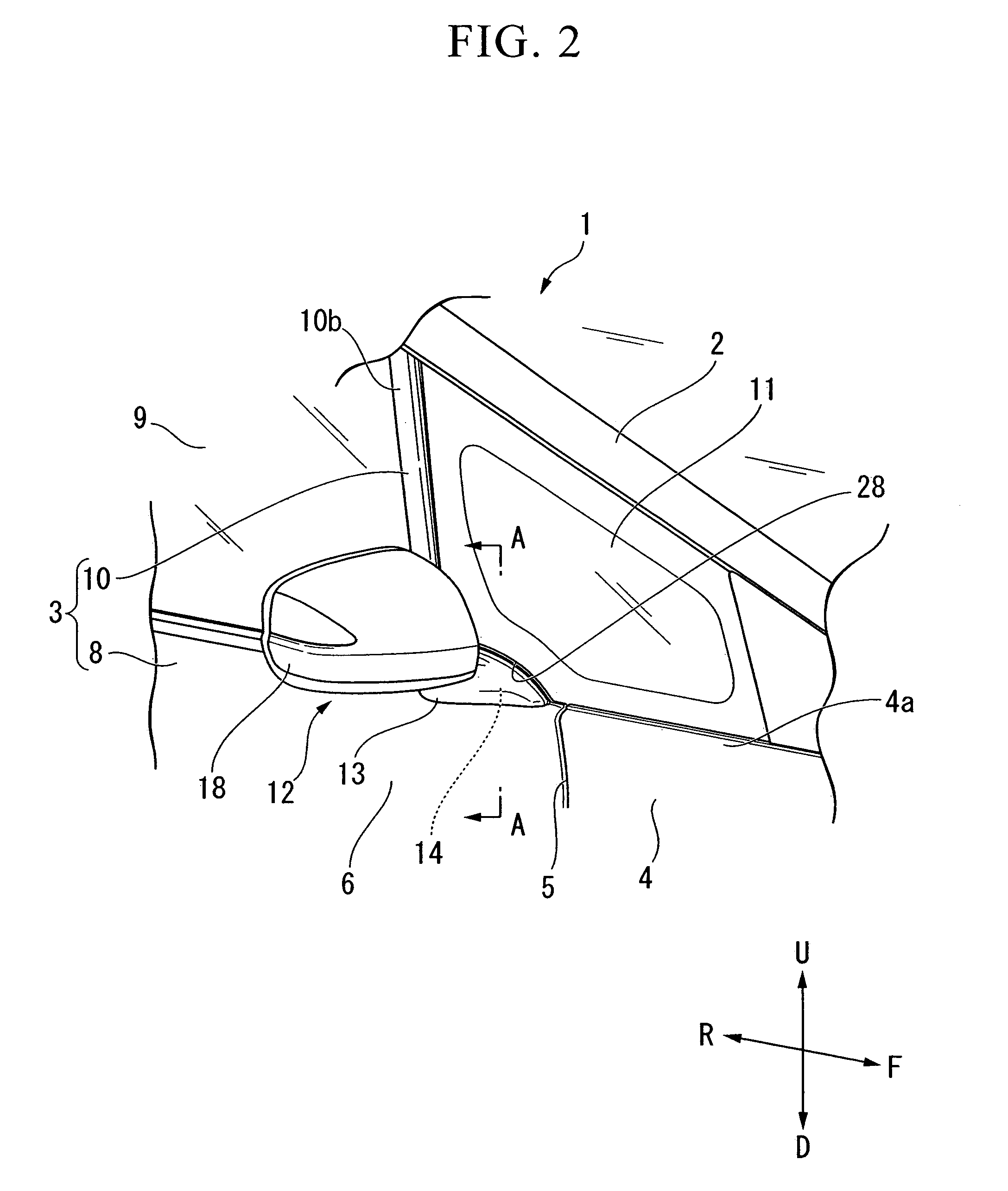 Vehicle door mirror mount structure