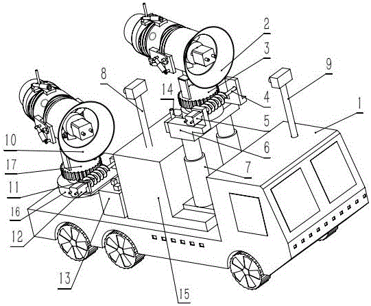 Spray dust-removal haze-removal vehicle with vector nozzle