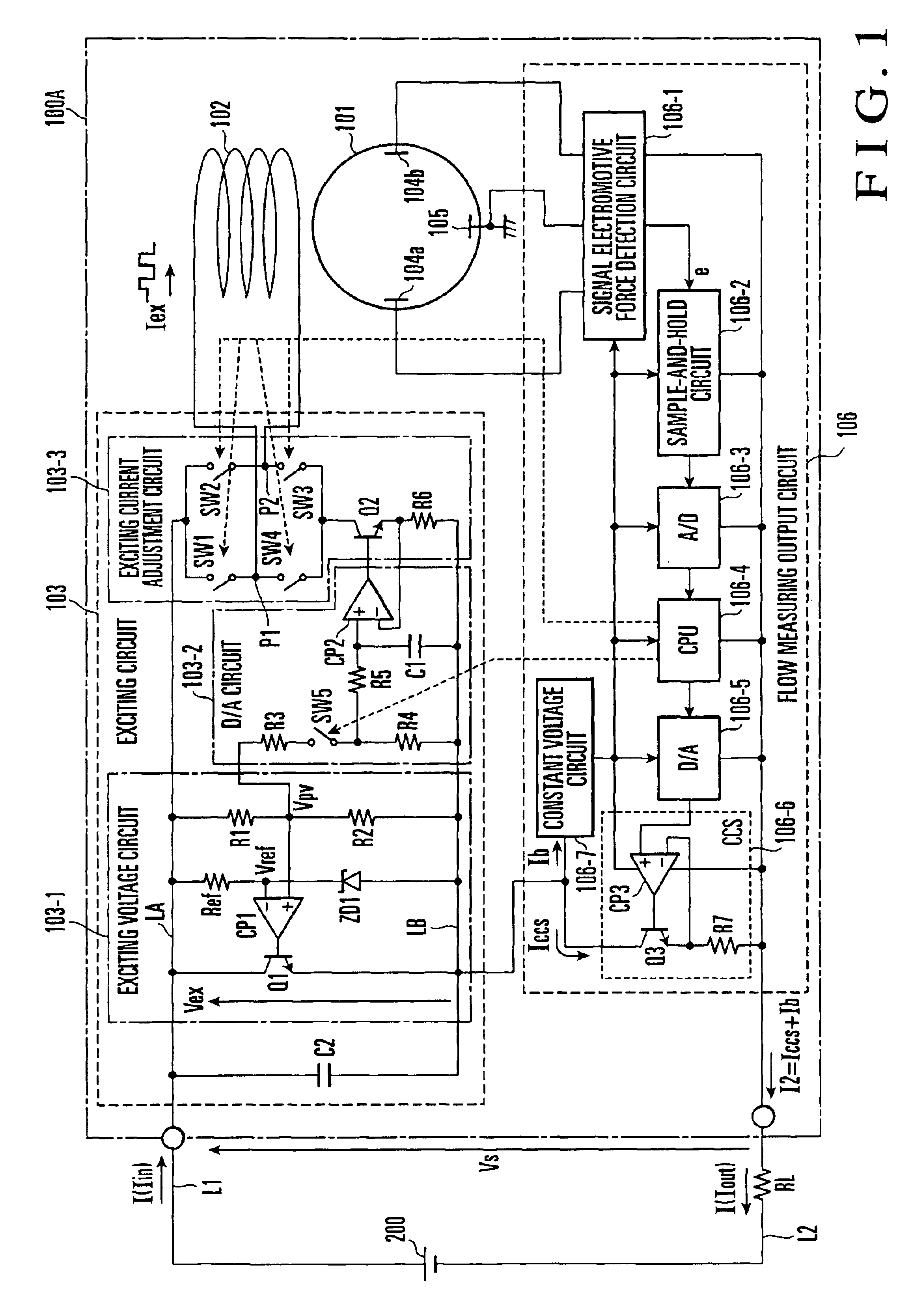 Two-wire electromagnetic flowmeter