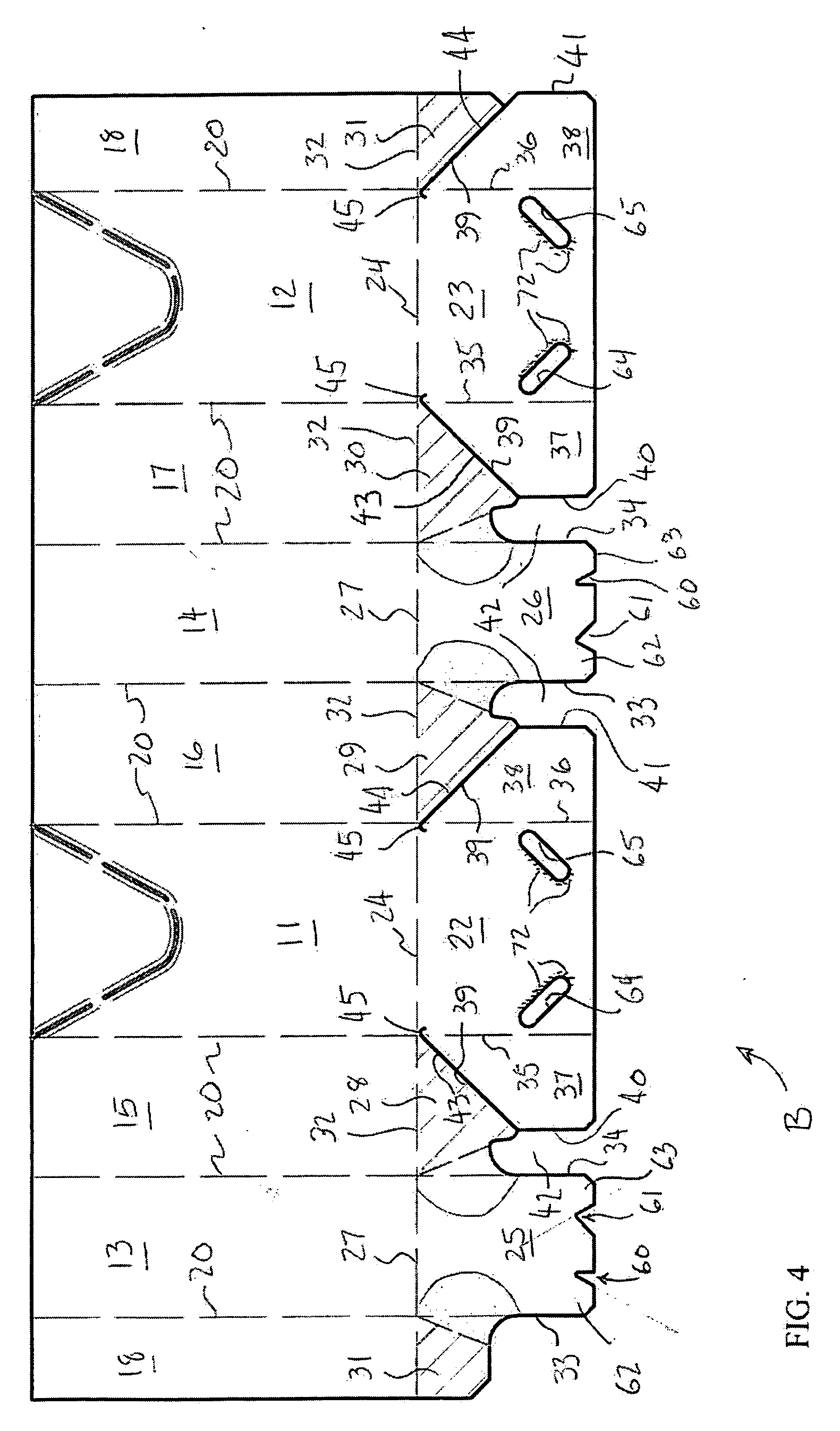 Octagonal bulk bin with self-locking webbed bottom flaps