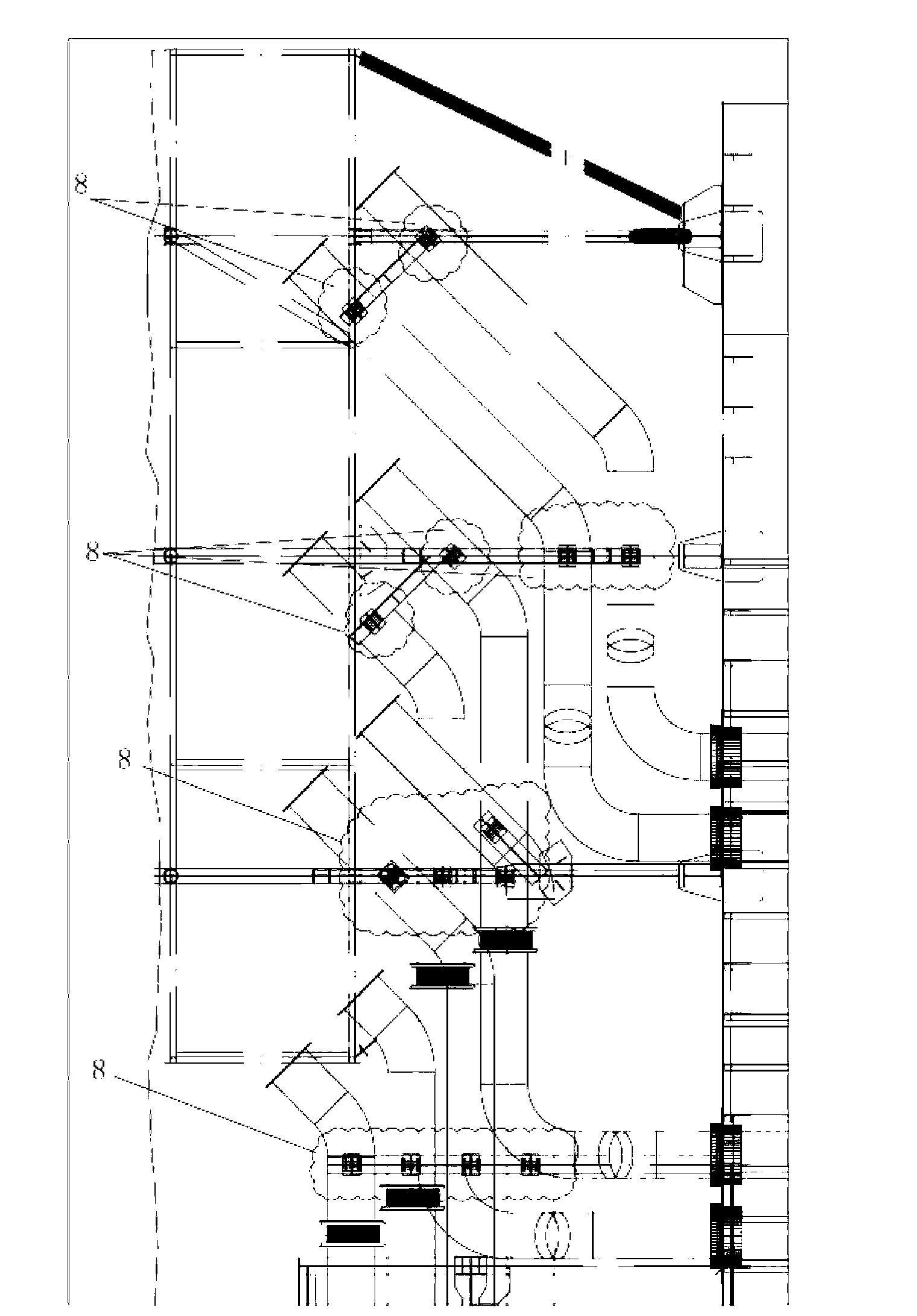 Bracket for smoke exhaust pipe of main generator of semisubmersible drilling platform and setting method thereof