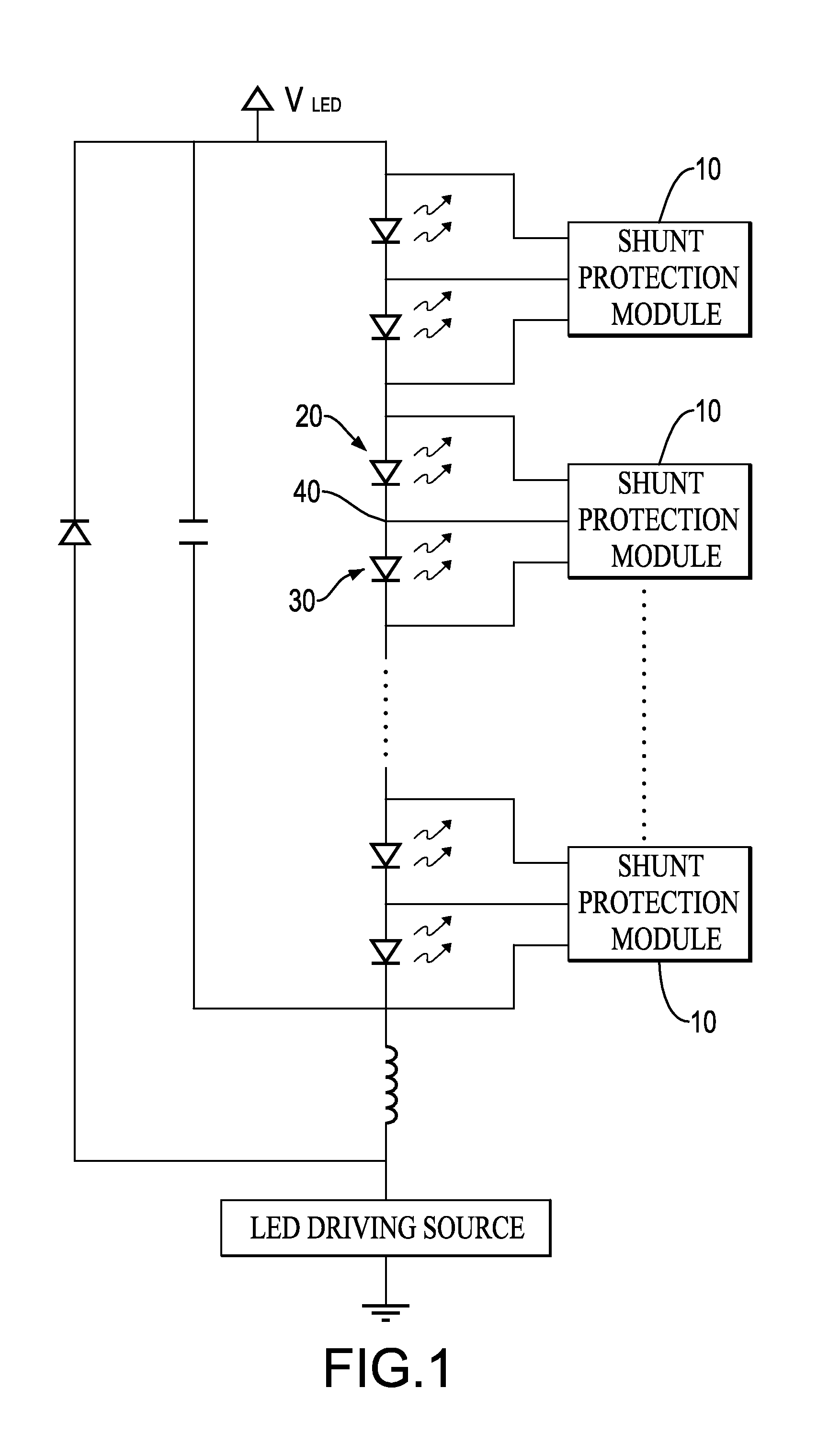 Shunt protection module and method for series connected devices