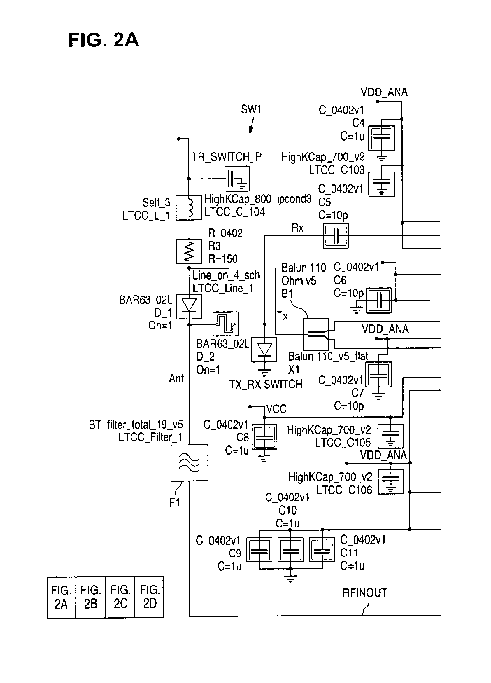 Buried self-resonant bypass capacitors within multilayered low temperature co-fired ceramic (LTCC) substrate