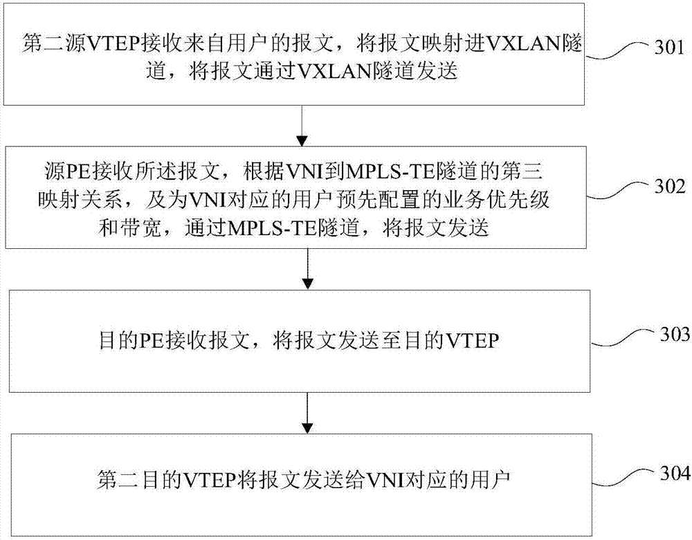 Differential implementation method of VXLAN business and VTEP, PE