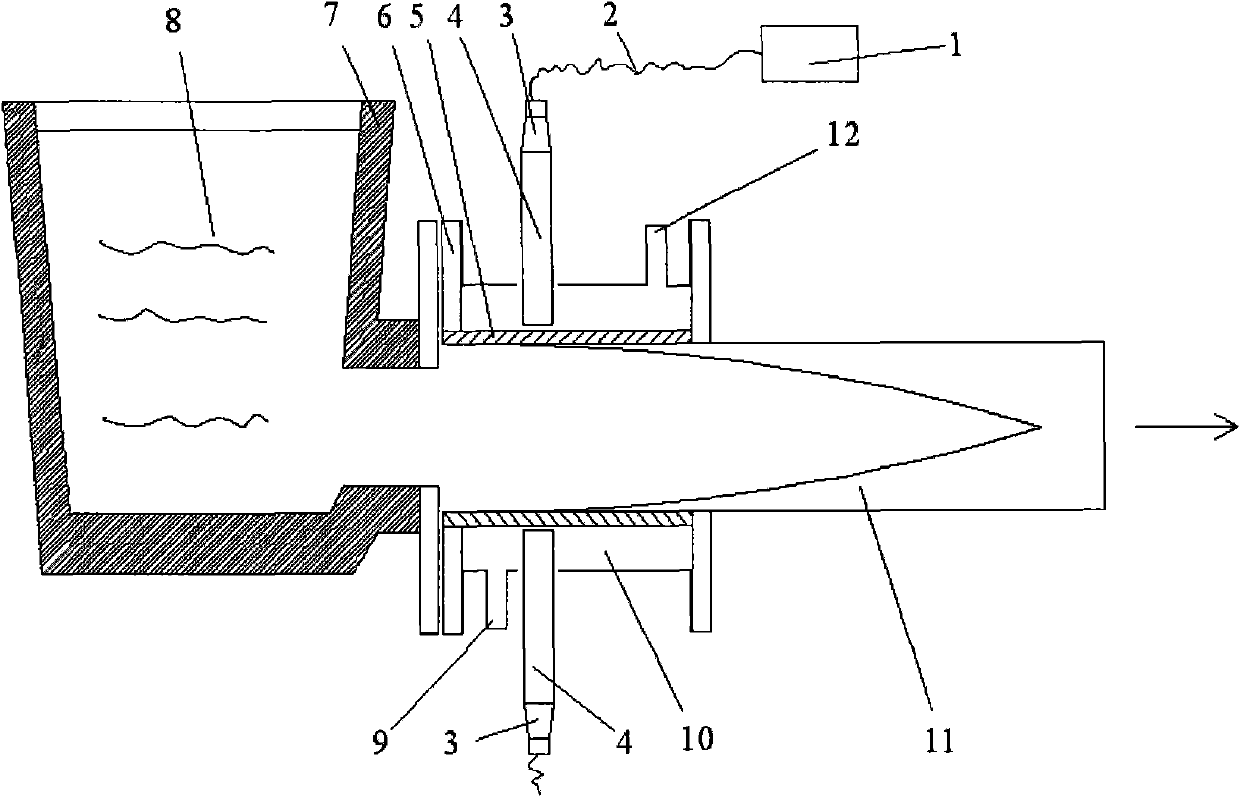 Continuous casting crystallizer device using ultrasonic vibration