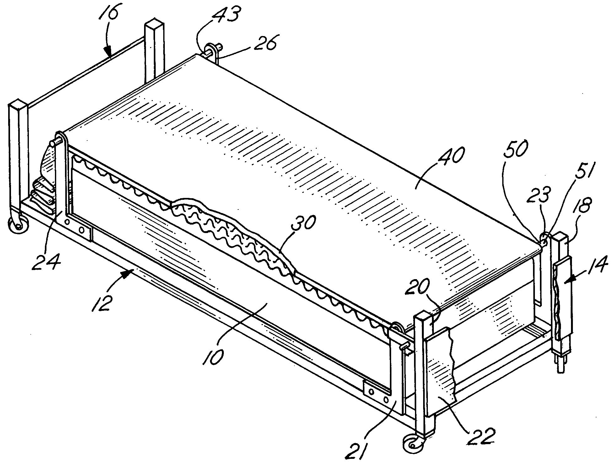 Hospital bed with means for positioning a patient