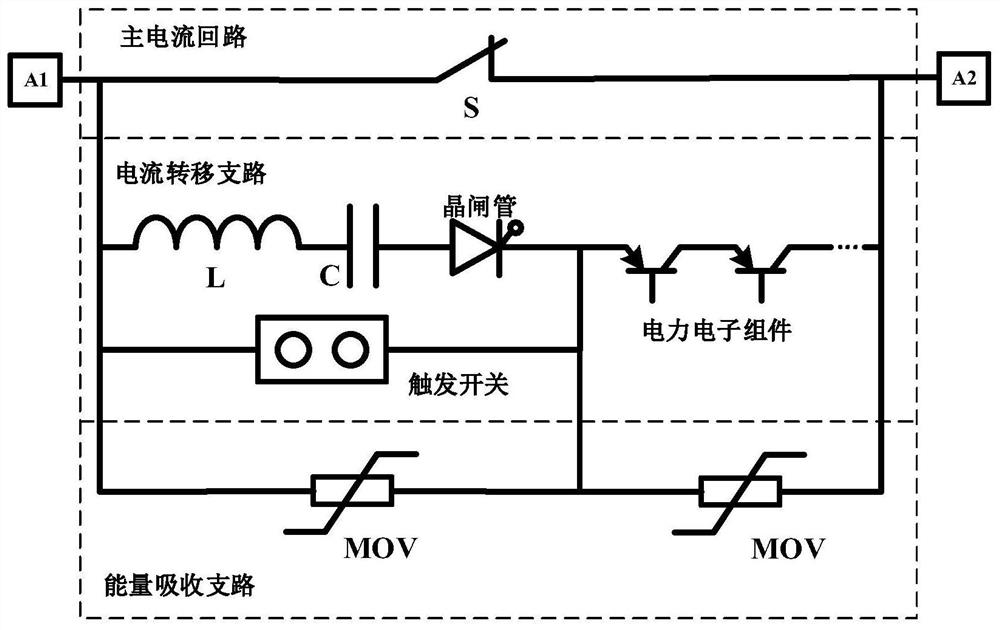 Oscillation transfer and solid-state switch combined direct-current circuit breaker