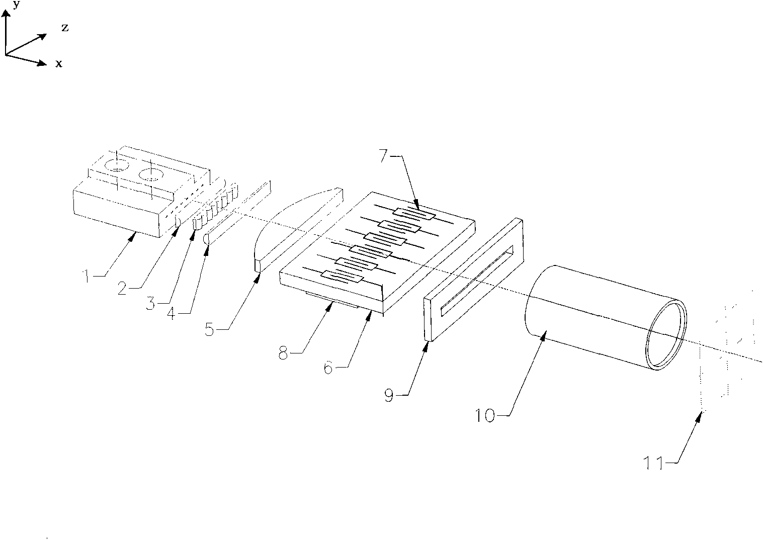 Parallel dense multichannel acousto-optical modulating device