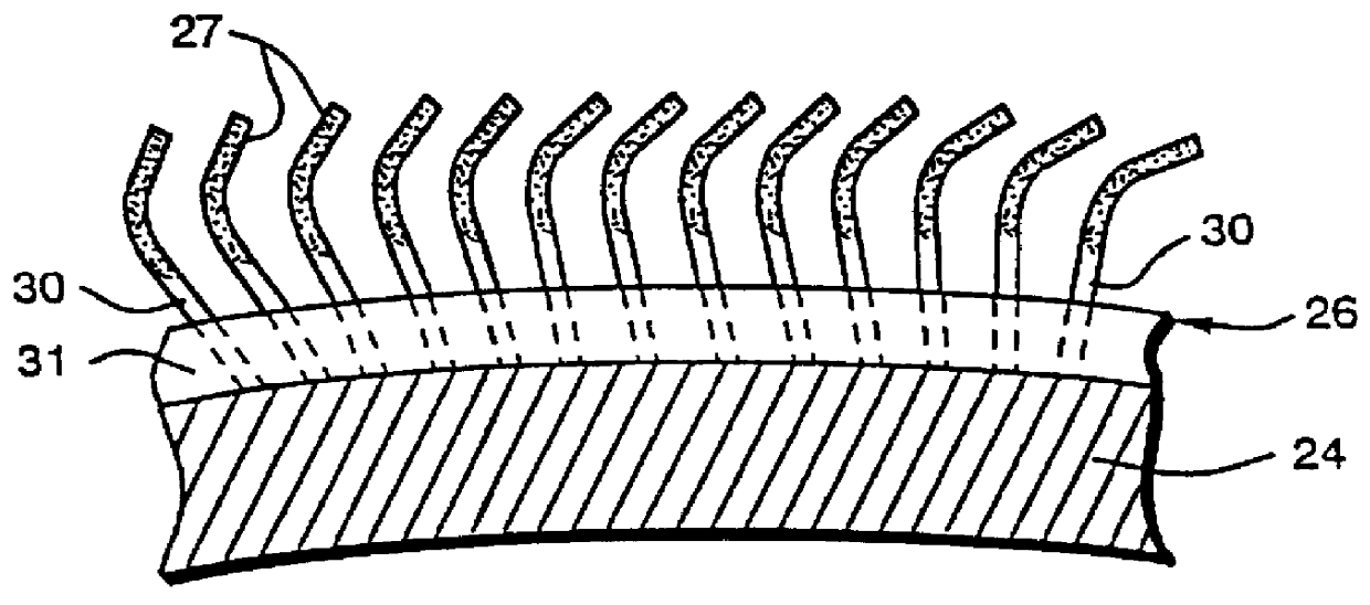 Method and apparatus for surface finishing fabric with coated wires