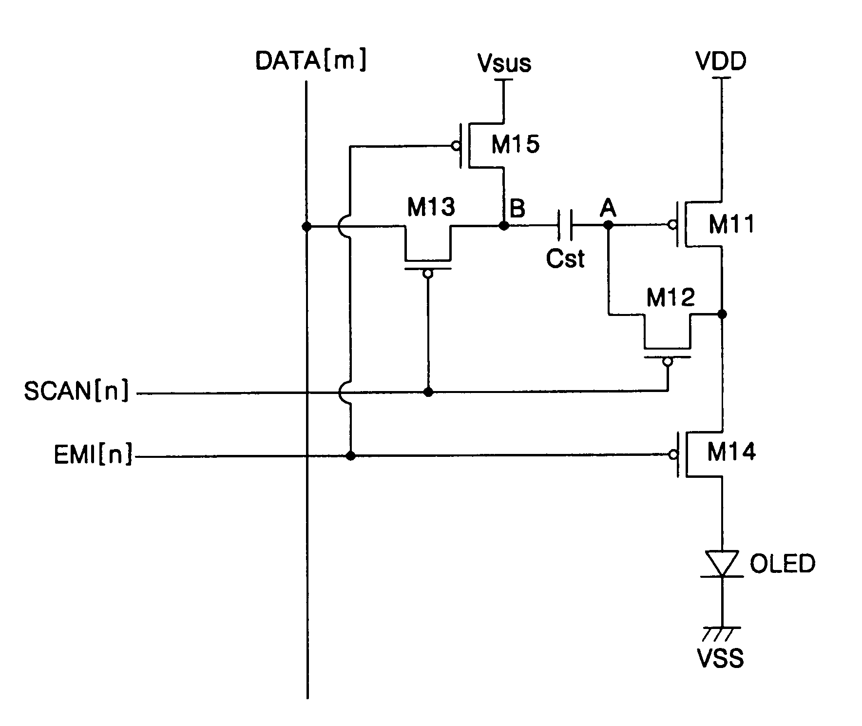 Pixel circuit of organic electroluminescent display device and method of driving the same