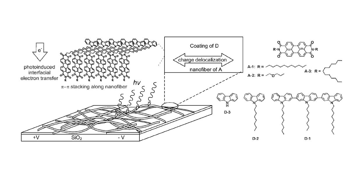 Nanofiber-based heterojunction approach for high photoconductivity on organic materials