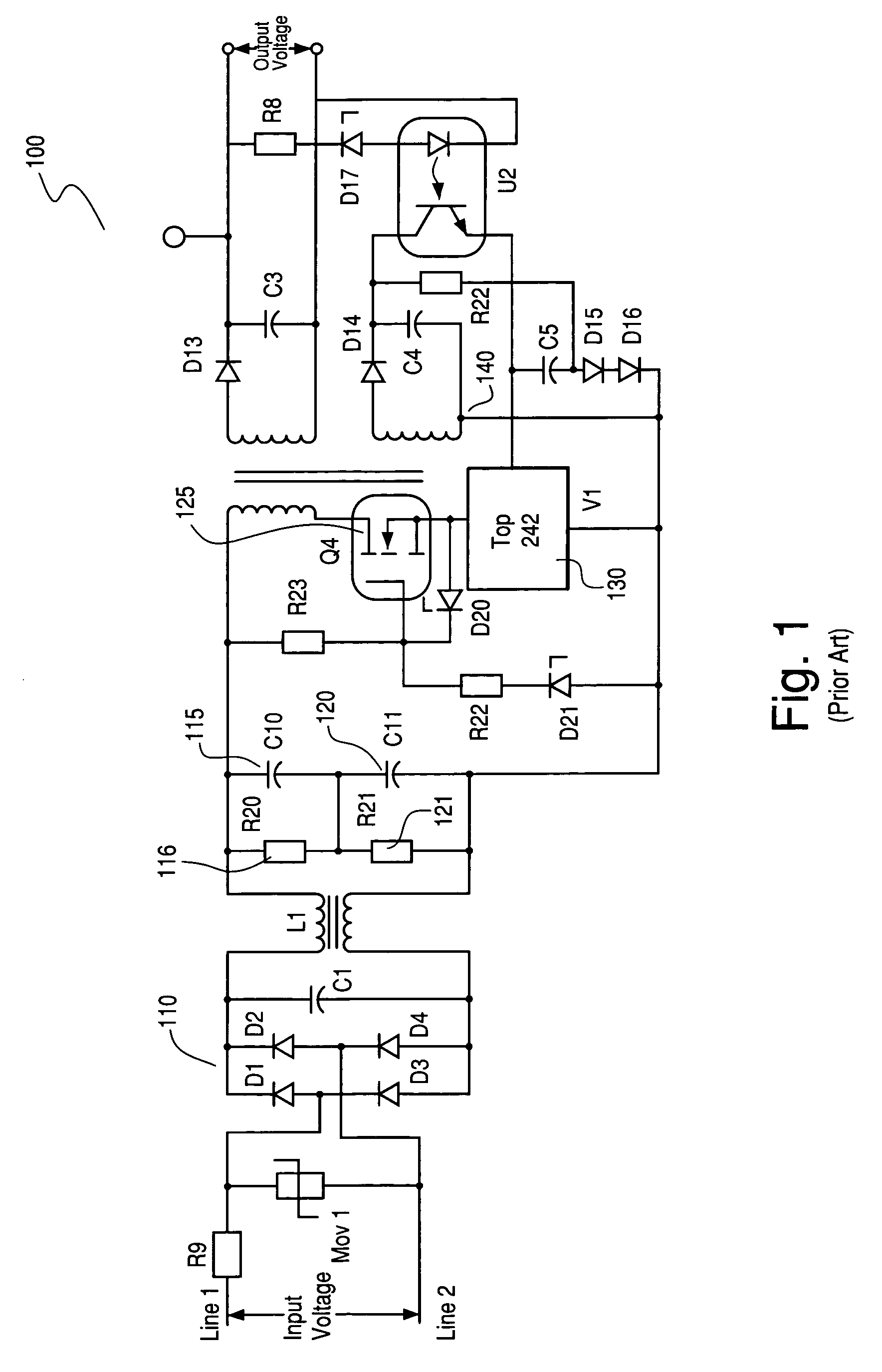 Power supply for an electric meter having a high-voltage regulator that limits the voltage applied to certain components below the normal operating input voltage