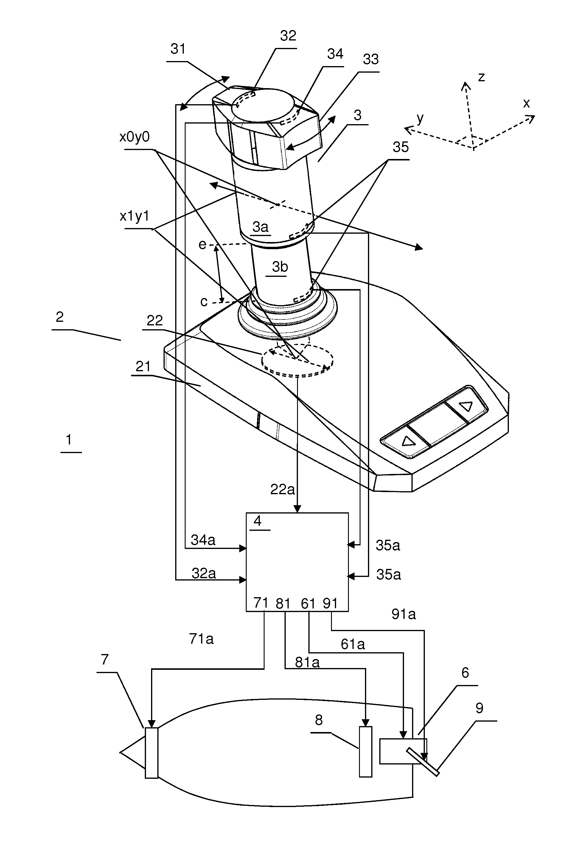 Joystick, system and method for manouvering a boat