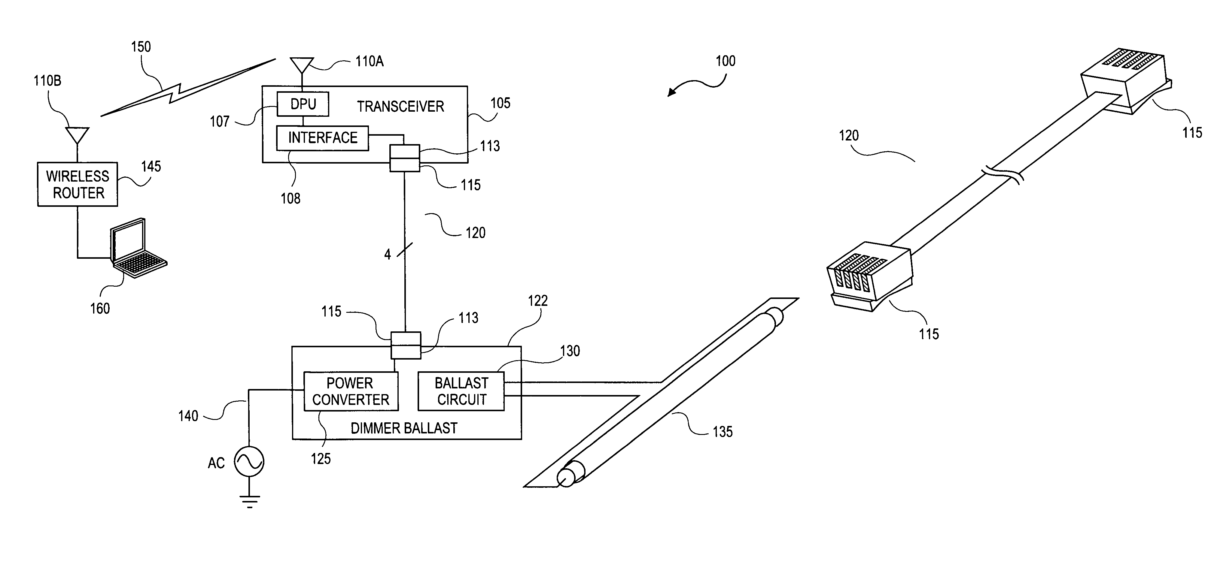 Modular wireless lighting control system using a common ballast control interface