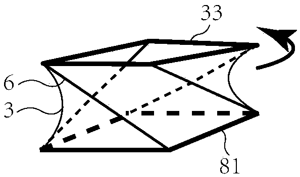 Torsional folding part and furniture or cooker with torsional folding part