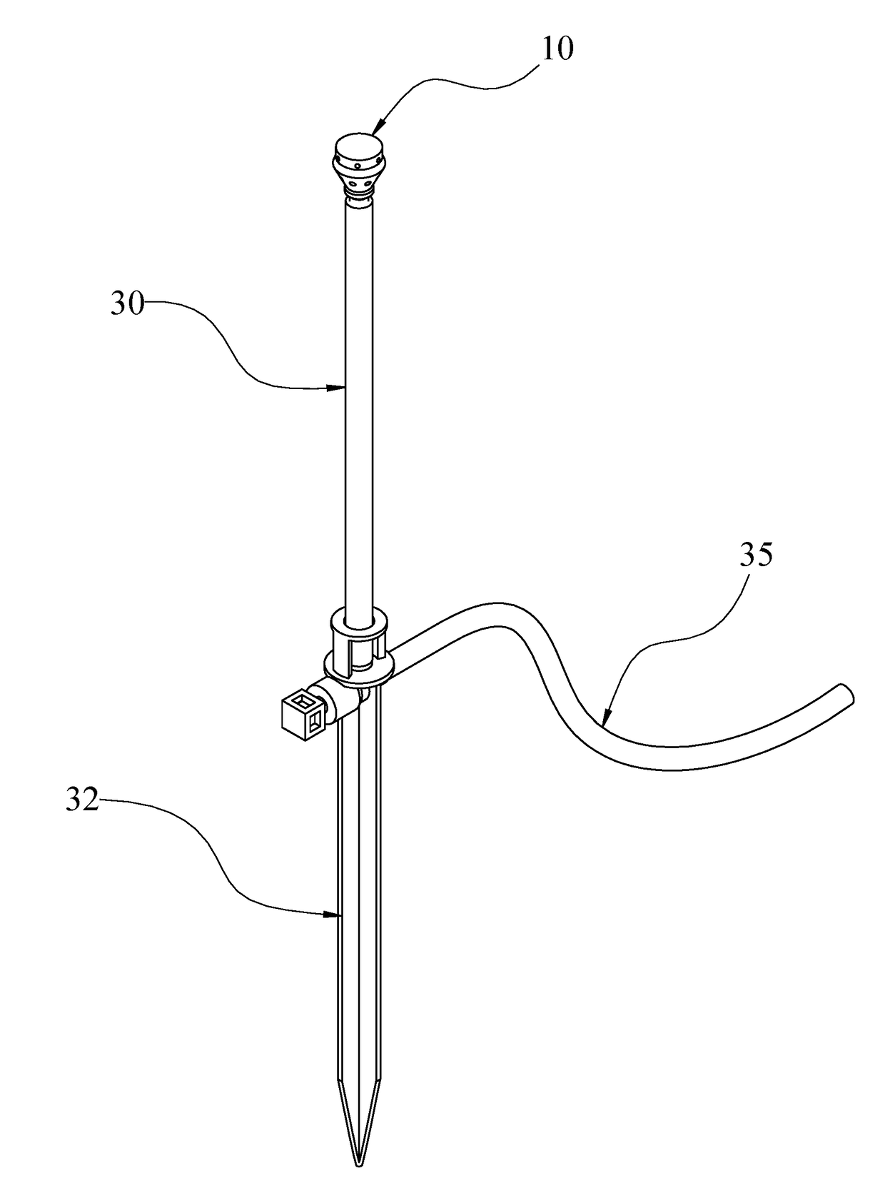 Present invention relates to a micro stream emitter for use in irrigation systems and, in particular, a micro stream emitter configured for discharging water at the root ball and soil around plant.