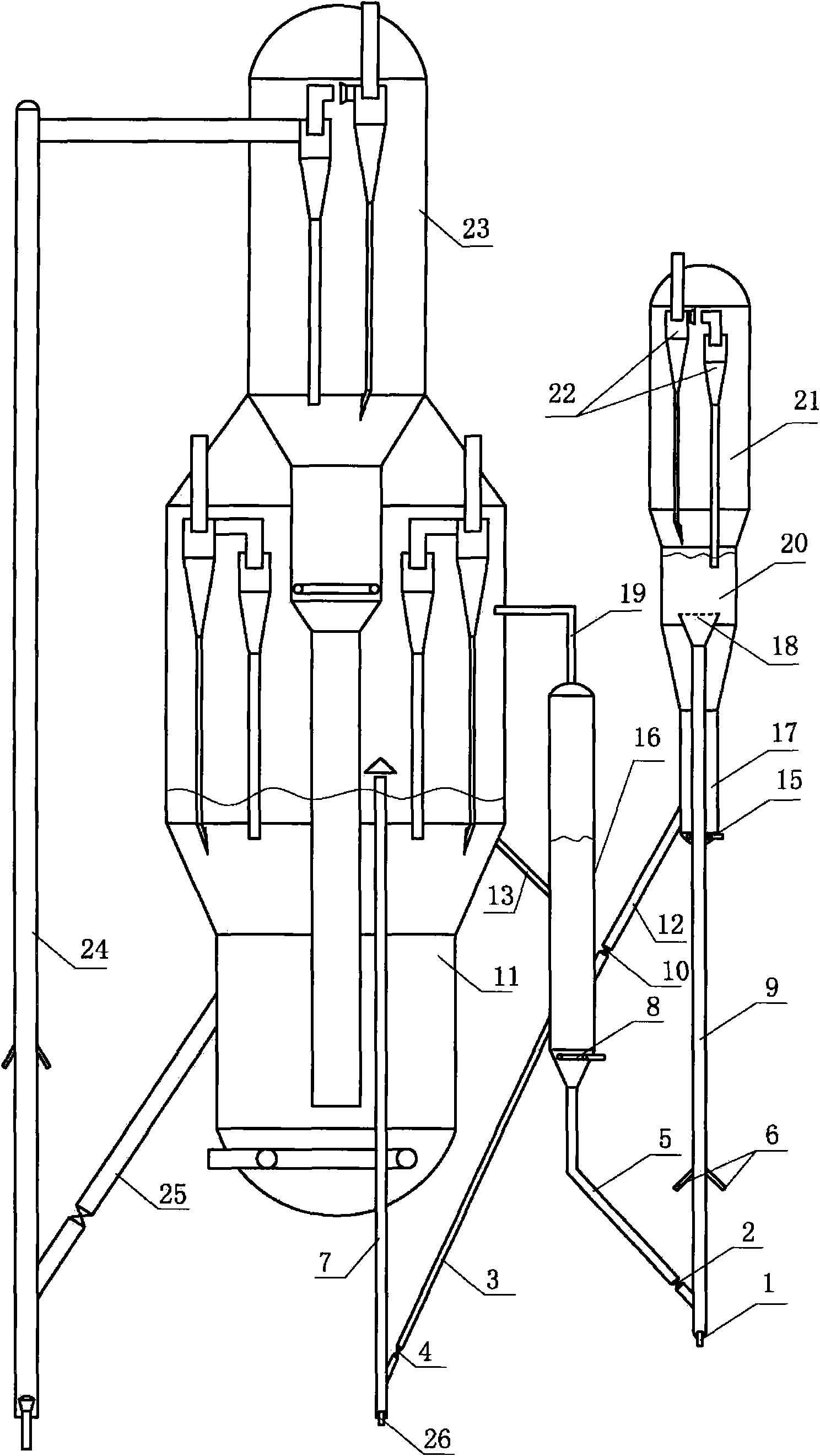 Method and device of combined process for producing ethylene by ethanol dehydration and catalytic cracking