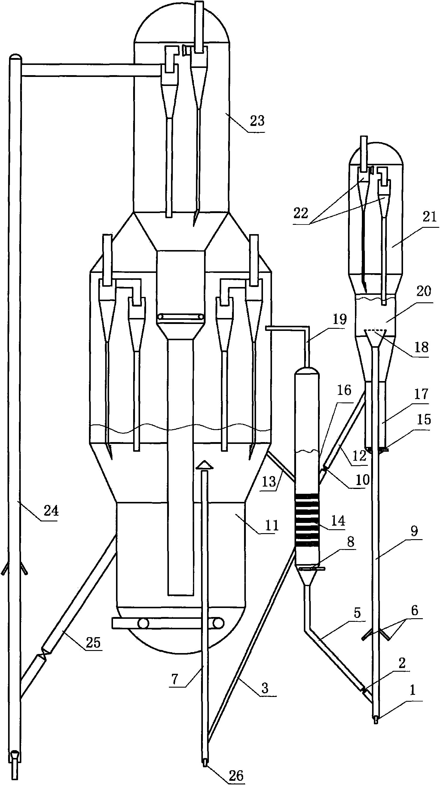 Method and device of combined process for producing ethylene by ethanol dehydration and catalytic cracking