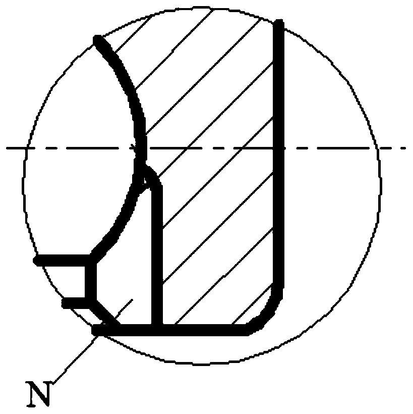 Machining method for ball-head cylindrical ball-containing notch outer ring of double-column angular contact ball bearing