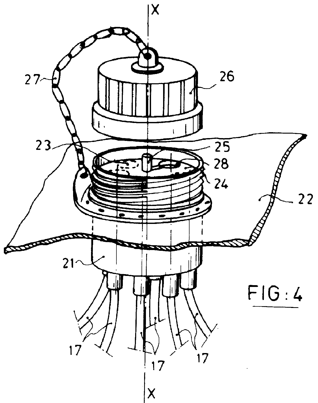 System for inspecting internal zones of a machine by optical fibre endoscopy