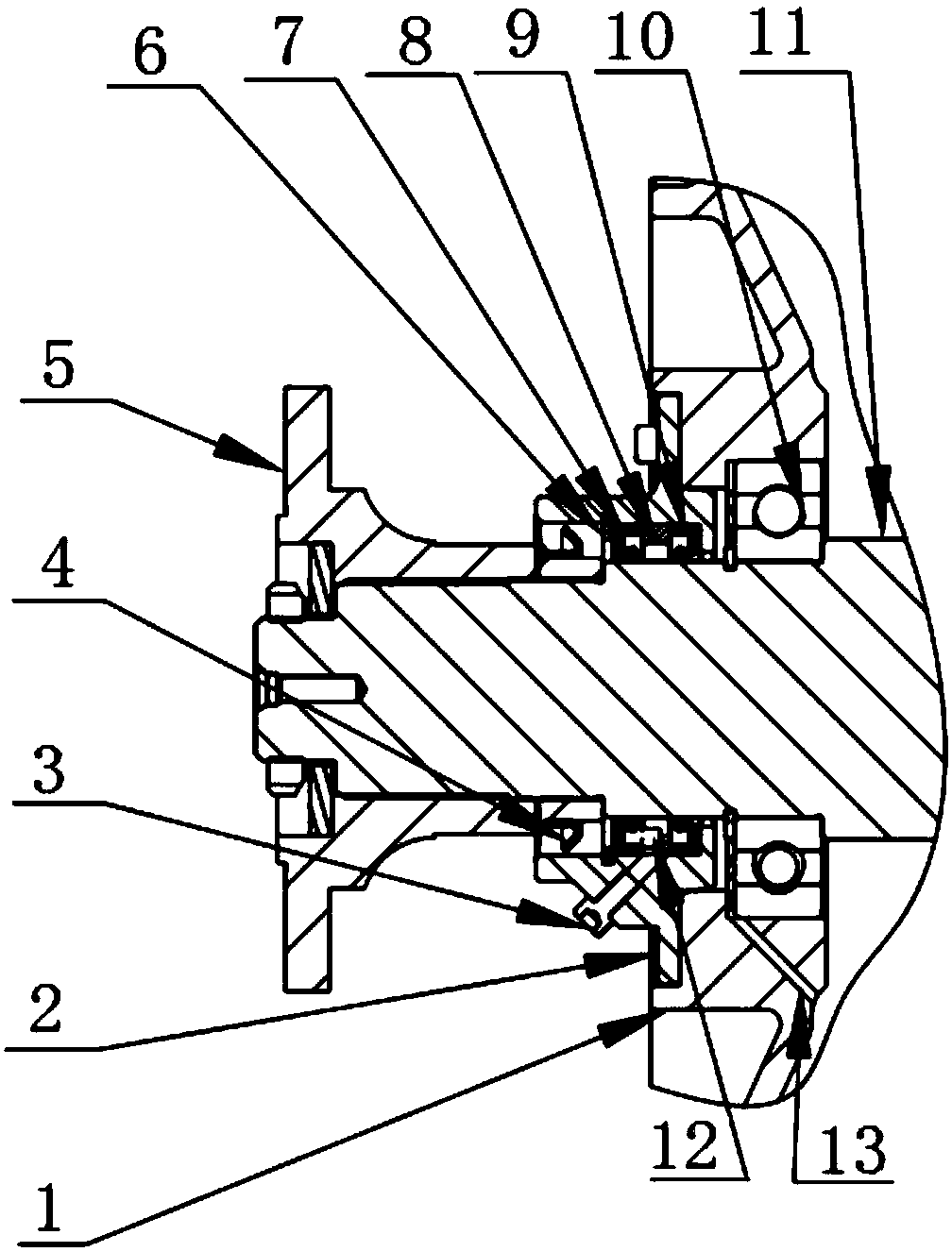 Sealing structure for extension end of motor shaft