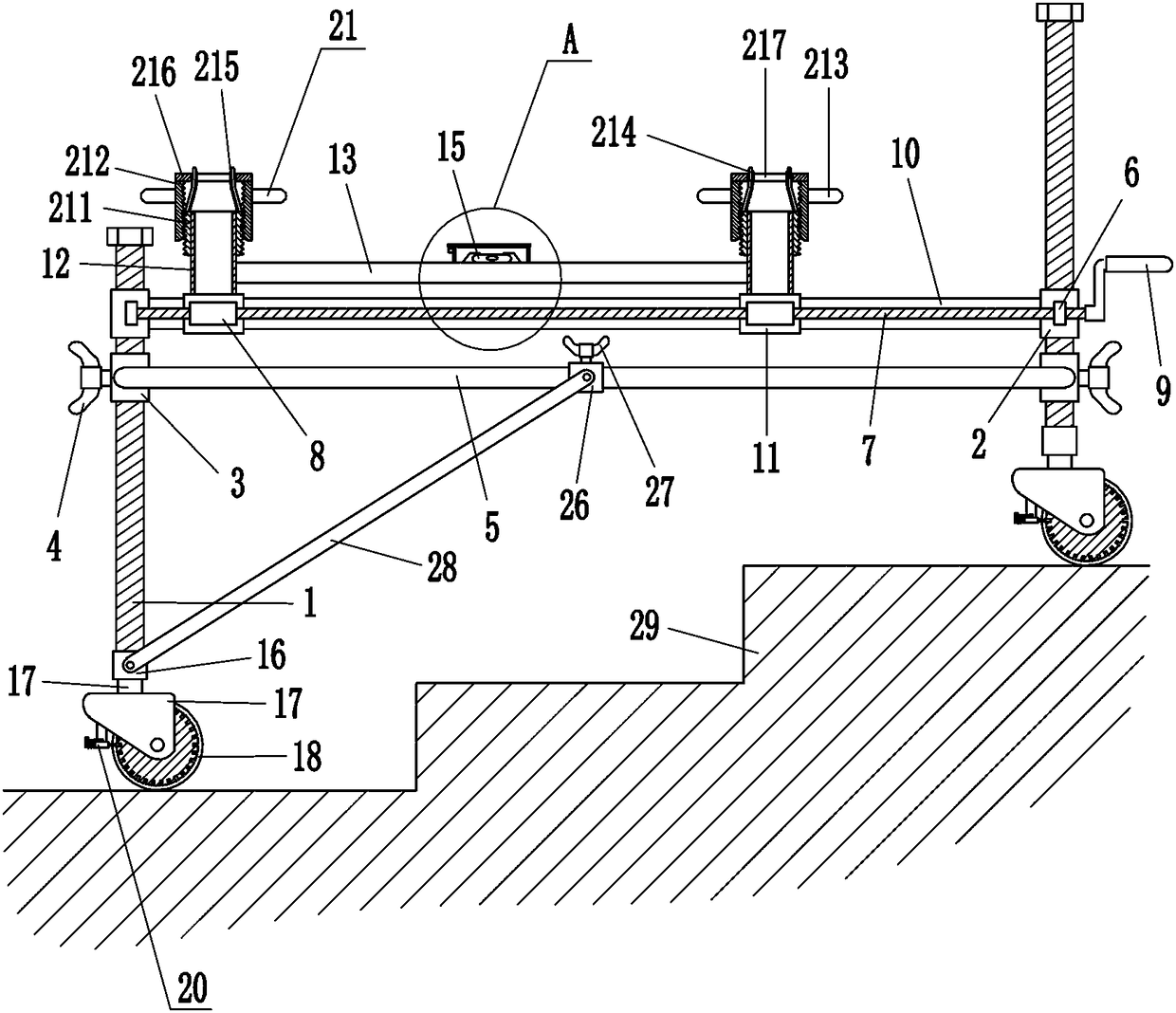 Scaffold base for building and with function of facilitating passageway construction