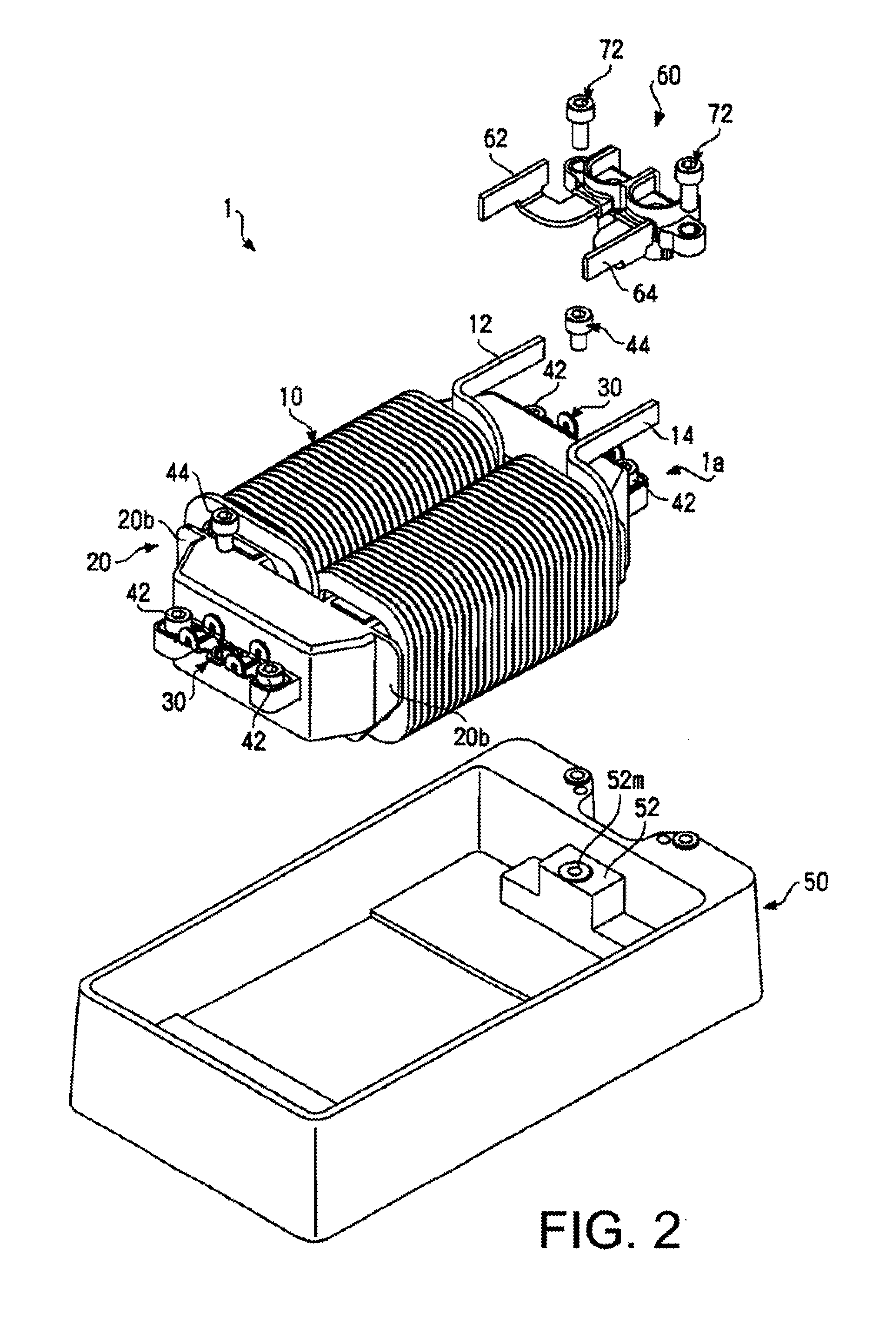 Core fixing member and coil device