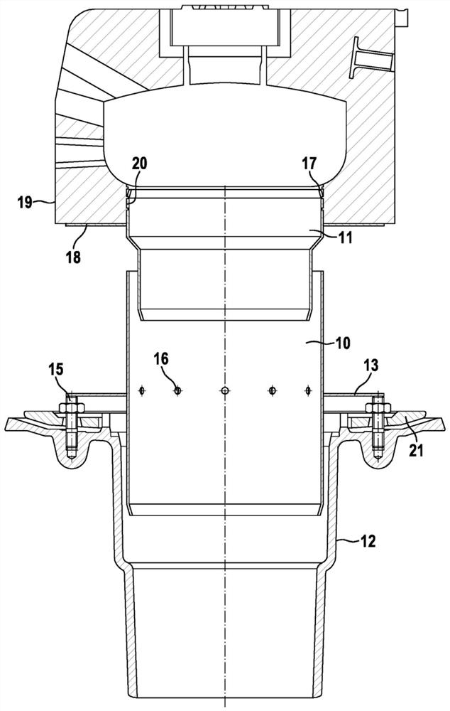 Connection device, discharge system and method