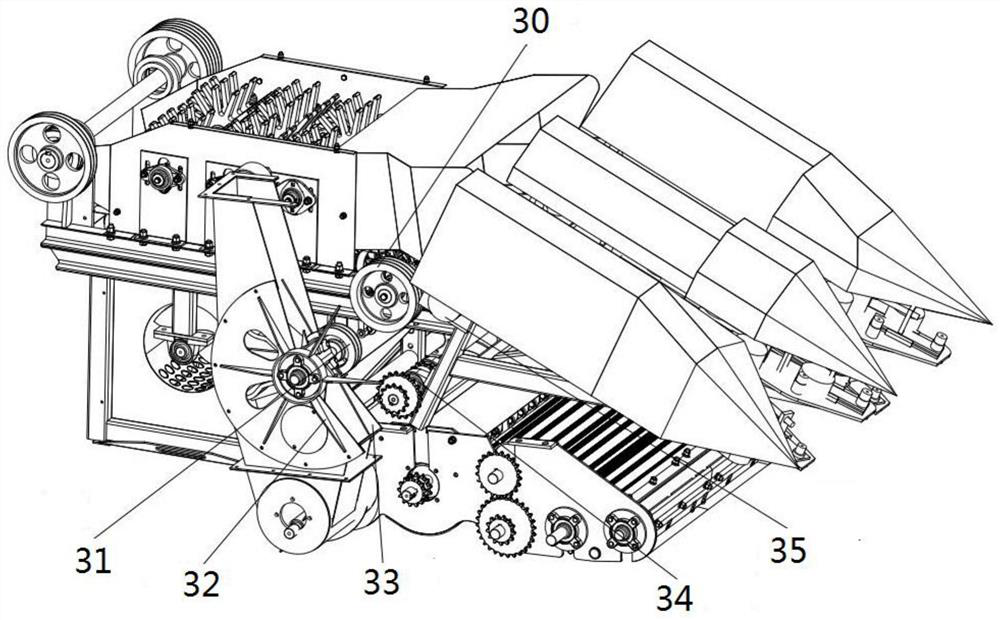 Round baler bundling machine for corn harvesting