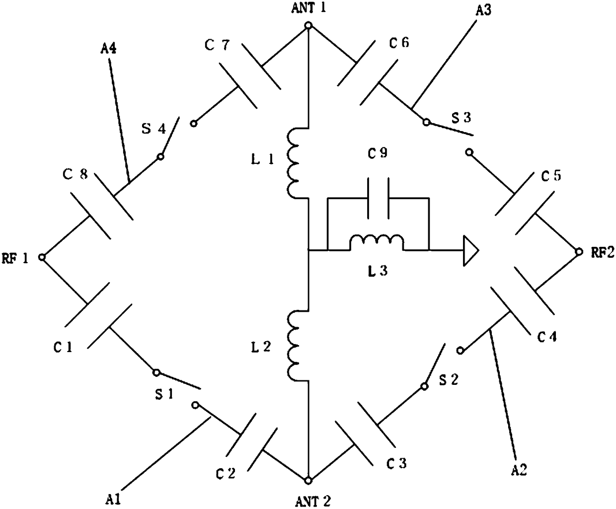 Double-pole double-throw radiofrequency switch