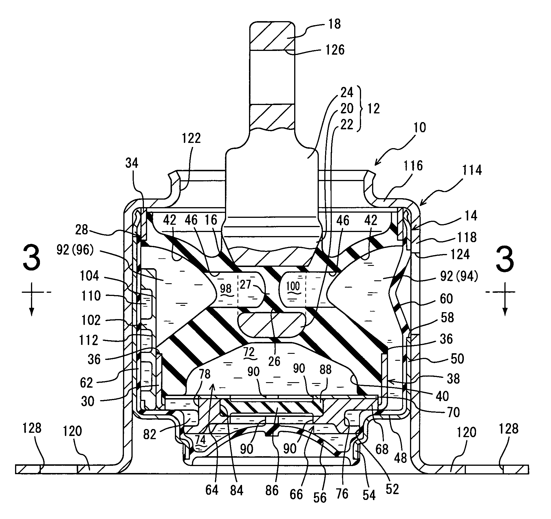 Fluid-filled vibration damping device