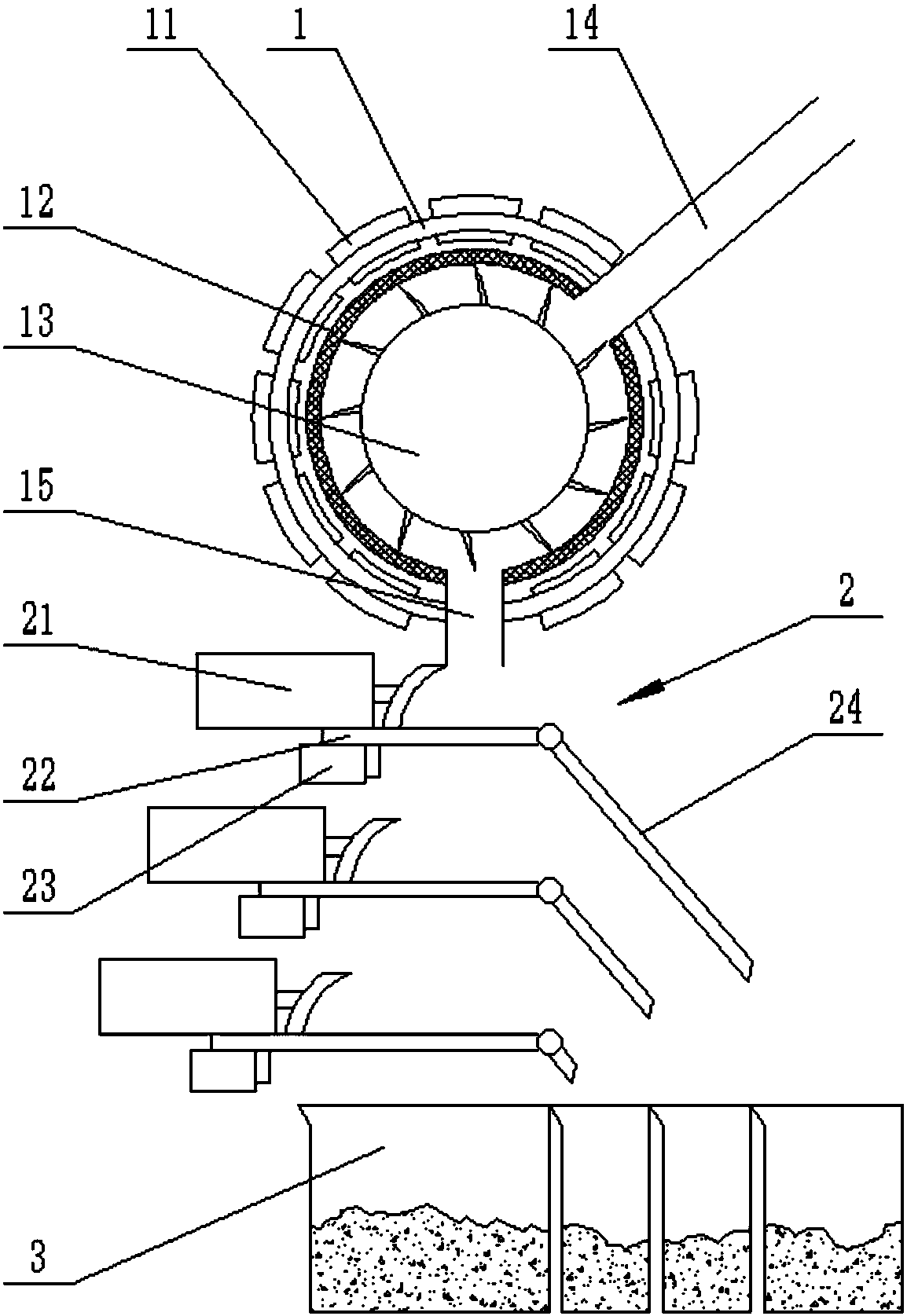 Dust removing device for water-removing machine