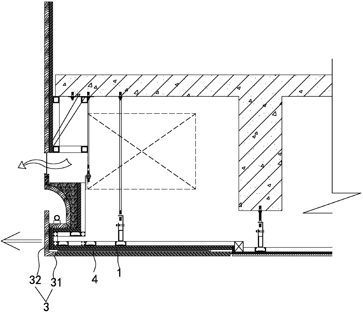 Drawer type access hole formed in ceiling