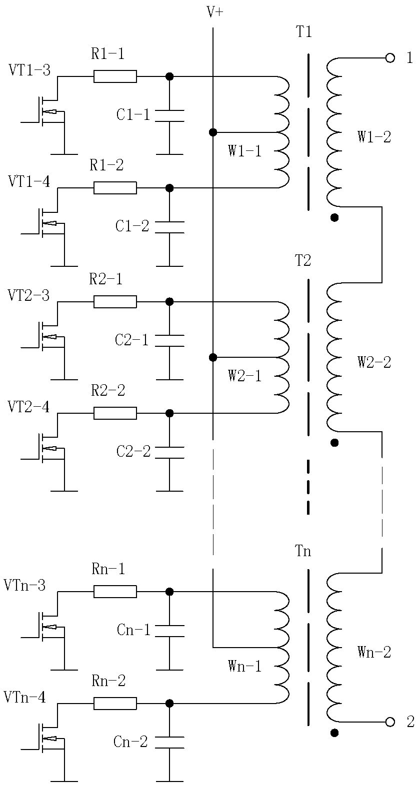 A super high voltage power output circuit