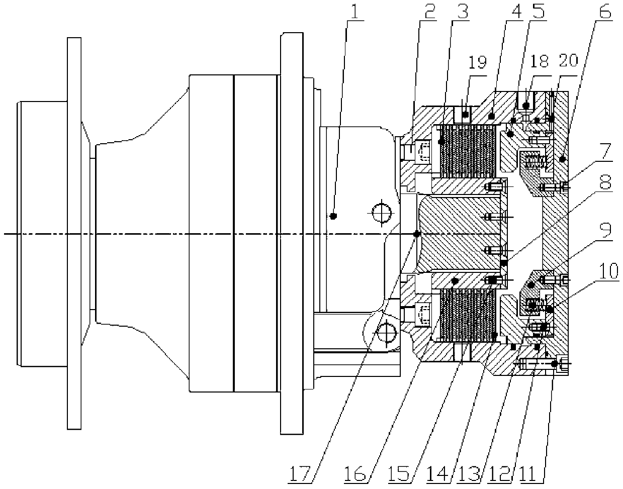 Hydraulic motor integrating wet brake