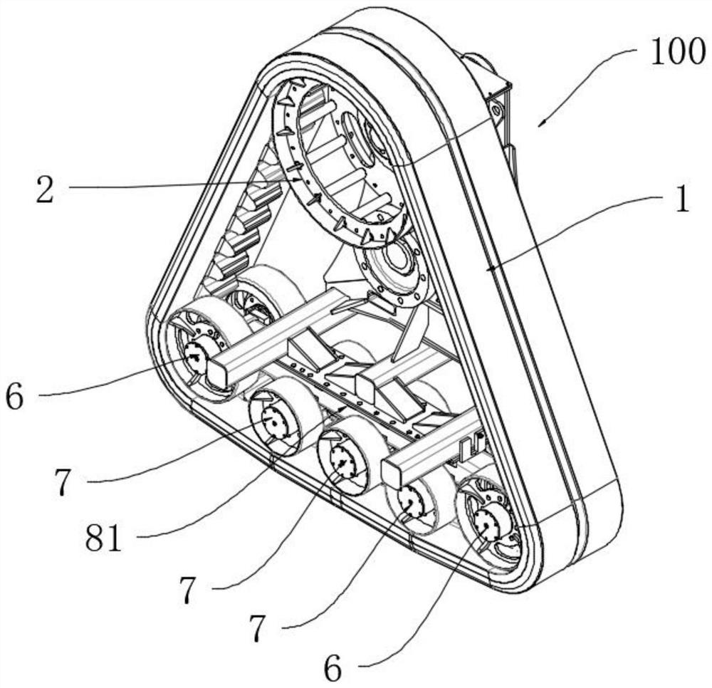 Triangular speed-increasing chassis and operating vehicle