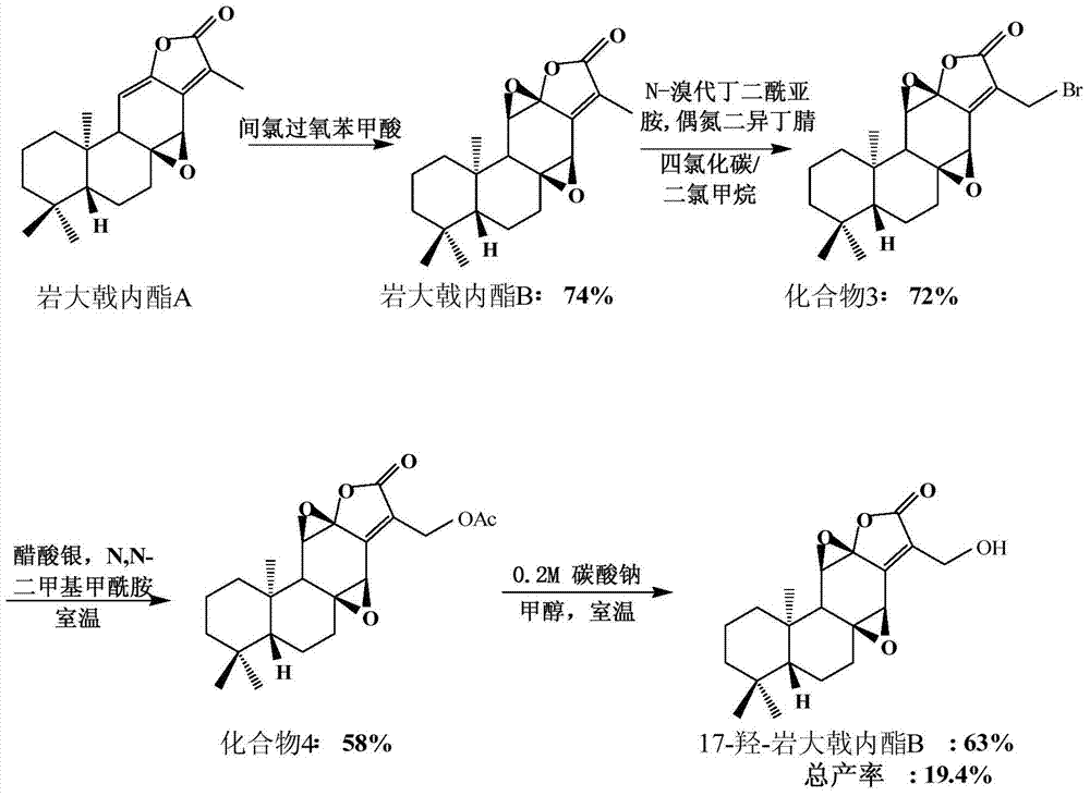 A kind of semi-synthetic method of 17-hydroxy-petrolactone b