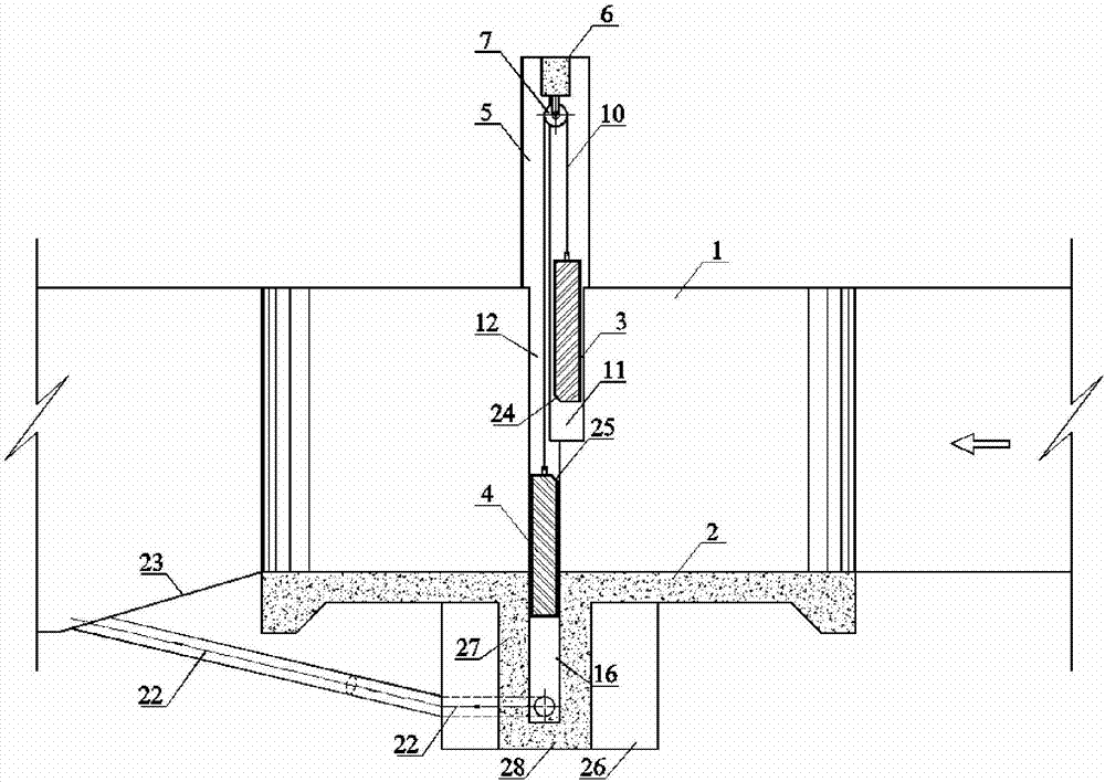 A double-leaf hydraulic gate with gravity opening and closing