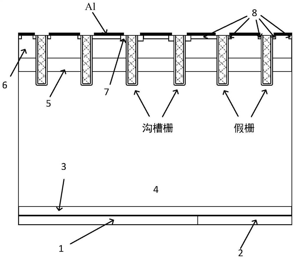 RC-IGBT structure for reducing reverse recovery loss of integrated diode