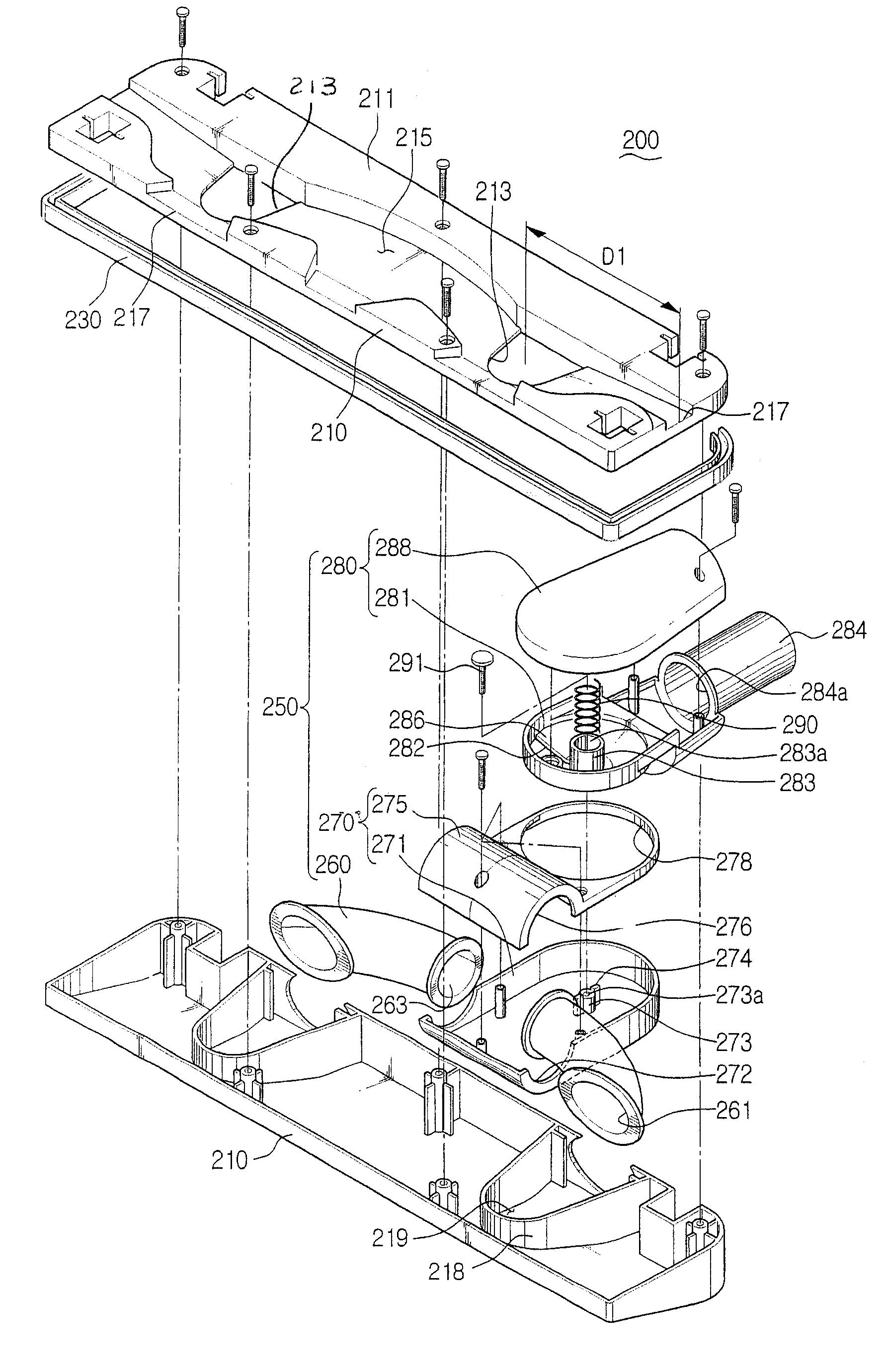 Vacuum cleaner with articulated suction port assembly