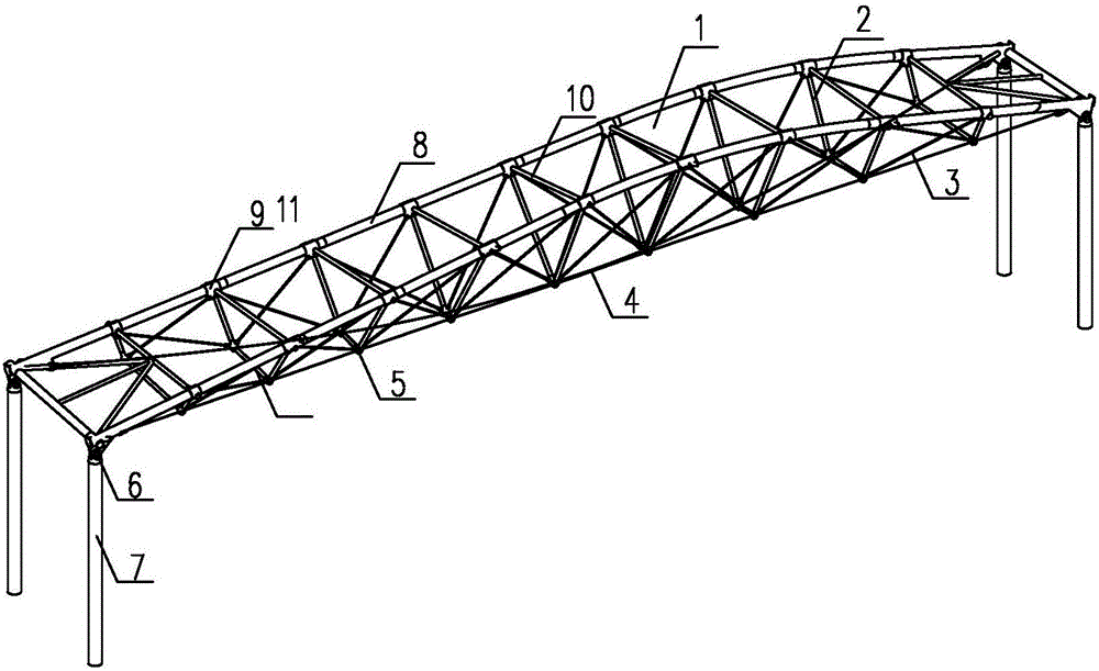 Dual-cable separated type string truss and construction method thereof