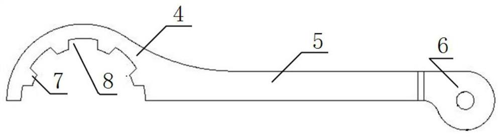 Clamp type wrench for circular nut with tooth groove in airplane pipeline