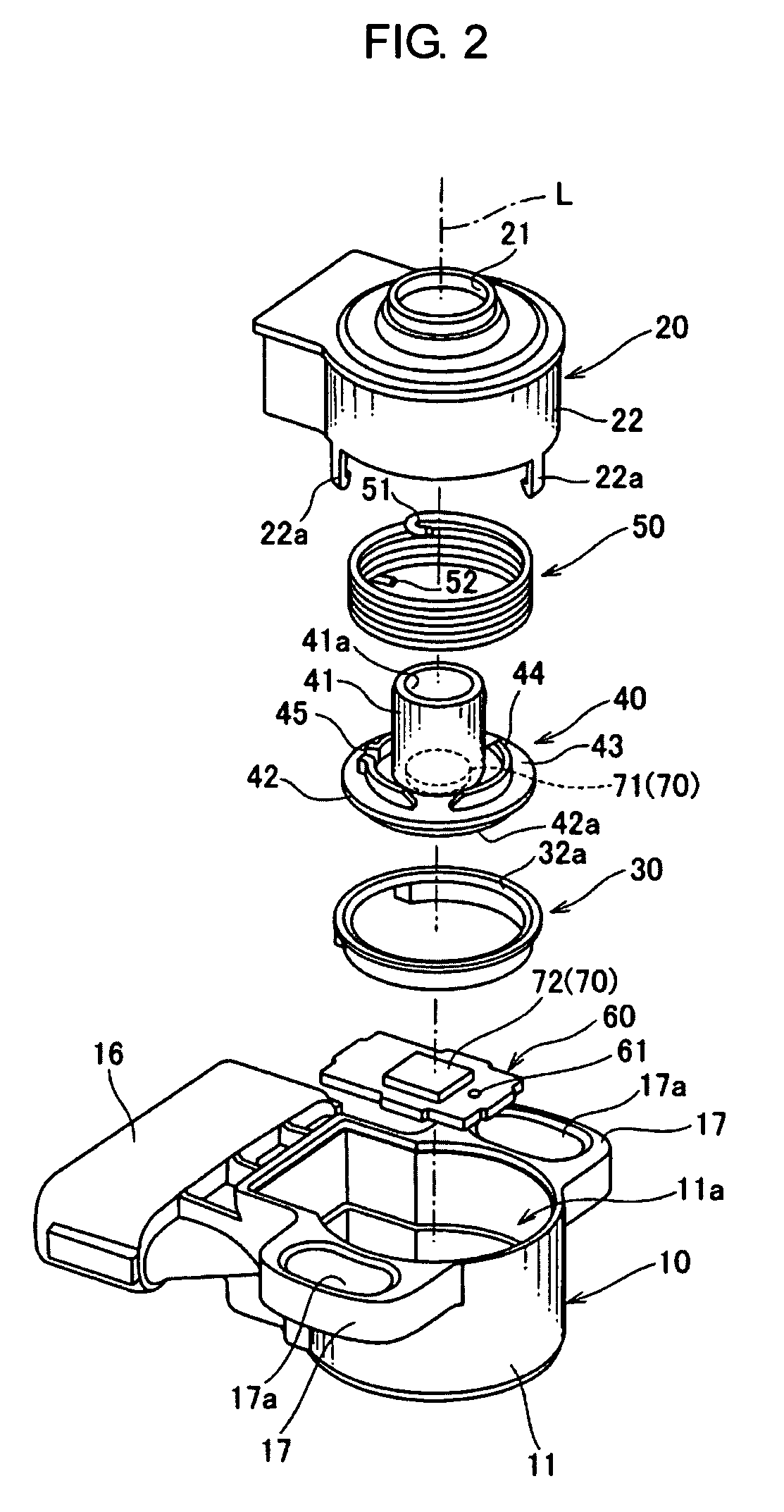 Rotational position sensor having axially central sensor unit